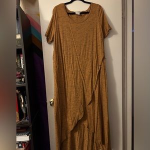 Brown Maxi dress with asymmetrical front, XL